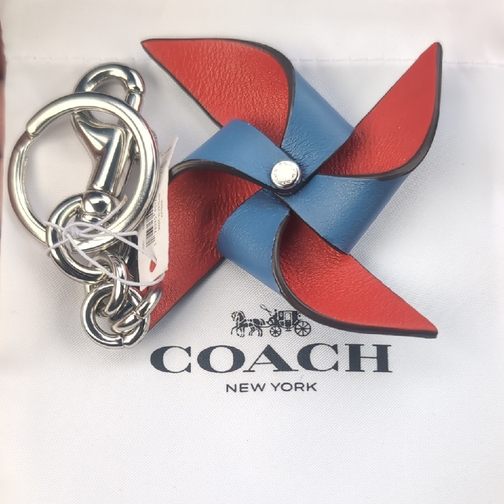 Coach Red and Blue Pinwheel Keychain